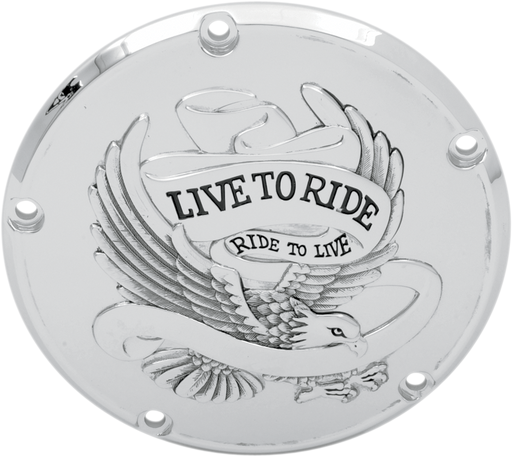 DRAG SPECIALTIES Live to Ride Derby Cover - 5-Hole - Chrome 33-0065CA