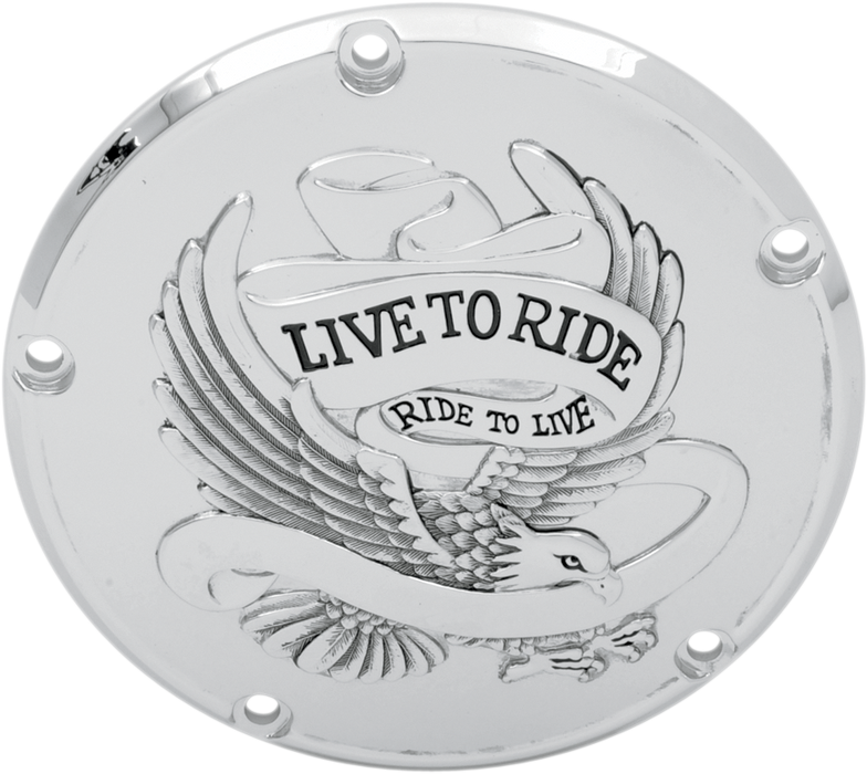 DRAG SPECIALTIES Live to Ride Derby Cover - 5-Hole - Chrome 33-0065CA