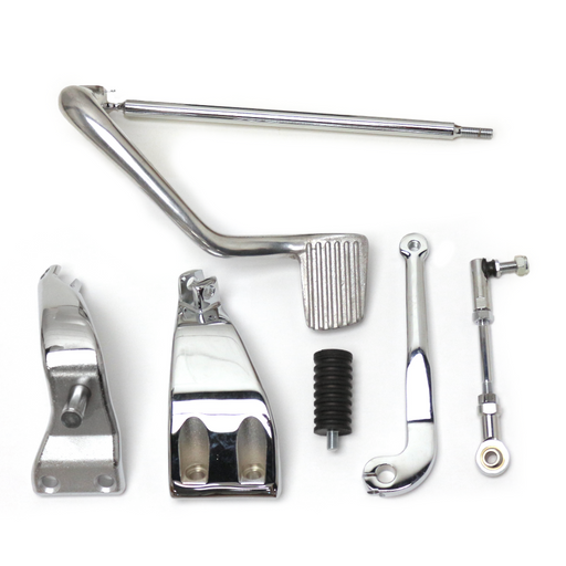 Includes:
Chrome peg supports
Chrome shift lever
Rubber shifter peg
Polished brake lever with brass bushing and master cylinder threaded rod 