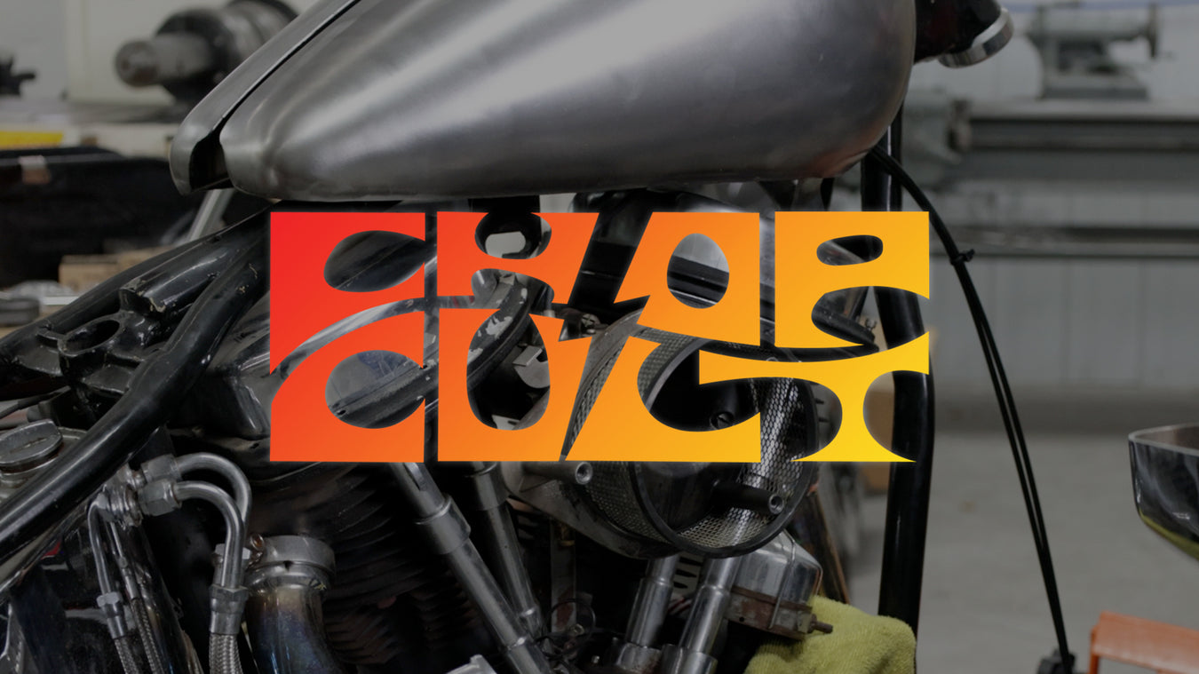 Cropped Image of Panhead motorcycle with ChopCult logo