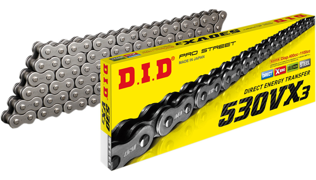DID 530 VX3 High Performance Motorcycle Chain - 114 Links - Natural