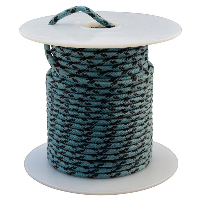 16 AWG Vintage Cloth Covered Automotive Electrical Wire - Blue with Two Crossing Black Tracers - 10 FT