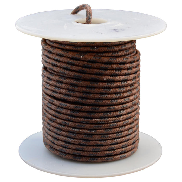 16 AWG Vintage Cloth Covered Automotive Electrical Wire - Brown with 4 Black Tracers - 10 FT