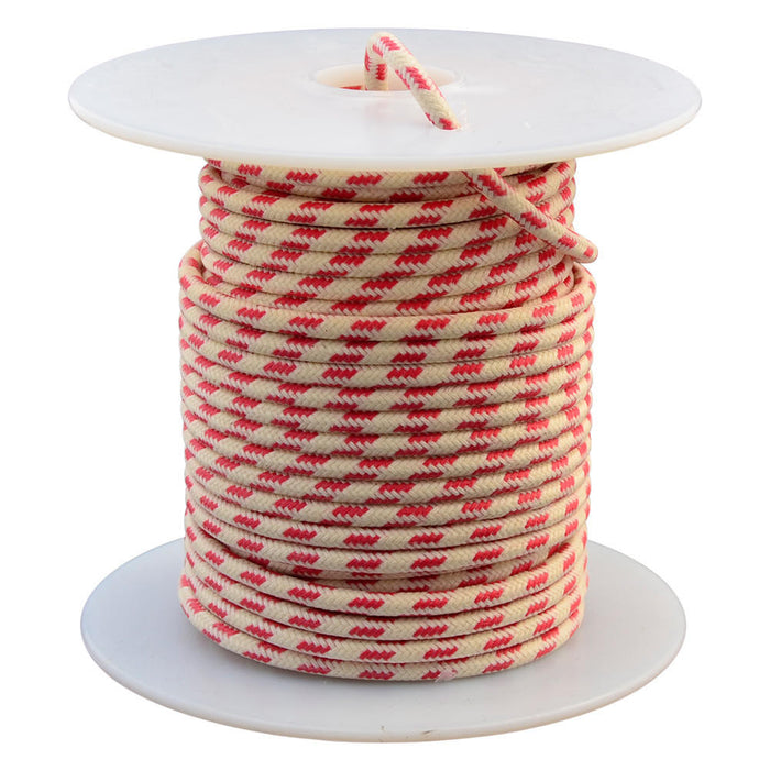 16 AWG Vintage Cloth Covered Automotive Electrical Wire - White with 3 Red Tracers - 10 FT
