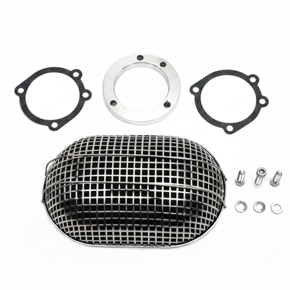 Oval Retro Mesh Air Cleaner - CV/Delphi - 1988-2017 - Chrome