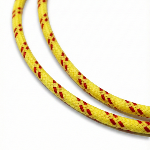 Using this vintage style cotton braided wire will help finish off your motorcycle project with a touch of class. If you have to see the wires, use something that looks nice! This 16 AWG wire is insulated with modern PVC coating before being covered in cotton braid and coated with a fire retardant.

Wire is made in the USA
Sold in 10' increments
Yellow with red tracers