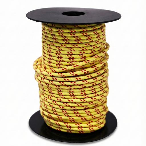 Using this vintage style cotton braided wire will help finish off your motorcycle project with a touch of class. If you have to see the wires, use something that looks nice! This 16 AWG wire is insulated with modern PVC coating before being covered in cotton braid and coated with a fire retardant.

Wire is made in the USA
Sold in 10' increments
Yellow with red tracers