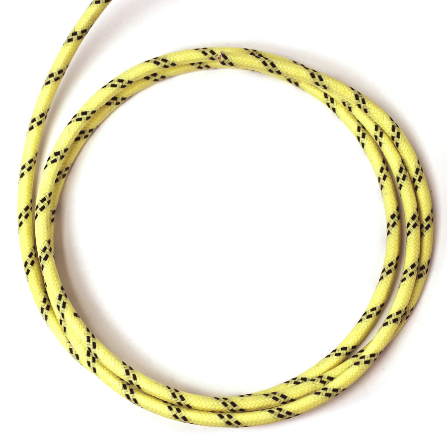 12 AWG Vintage Cloth Covered Automotive Electrical Wire - Yellow with 2 Black Tracers - 10 FT