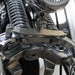 Close-up of a motorcycle engine with metallic components