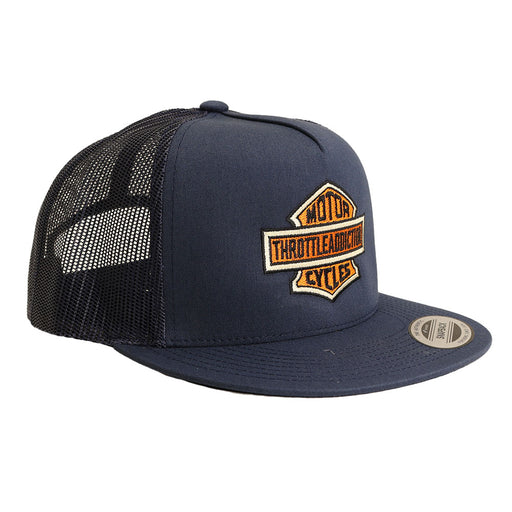 Throttle Addiction shield logo on blue hat
