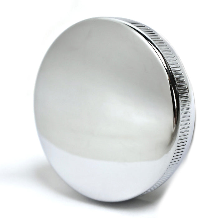 This non-vented cam or bayonet-style gas cap fits Harley Davidson gas tanks from 1936-1982. On stock Harley motorcycles running two separate fuel tanks, this is the left side gas cap.

Do not use this cap on custom tanks with a single cap, if your gas tank has one gas filler you want to use the vented style gas cap sold here

Features:

Chrome steel with rubber gasket
Fits Harley Davidson left side tank