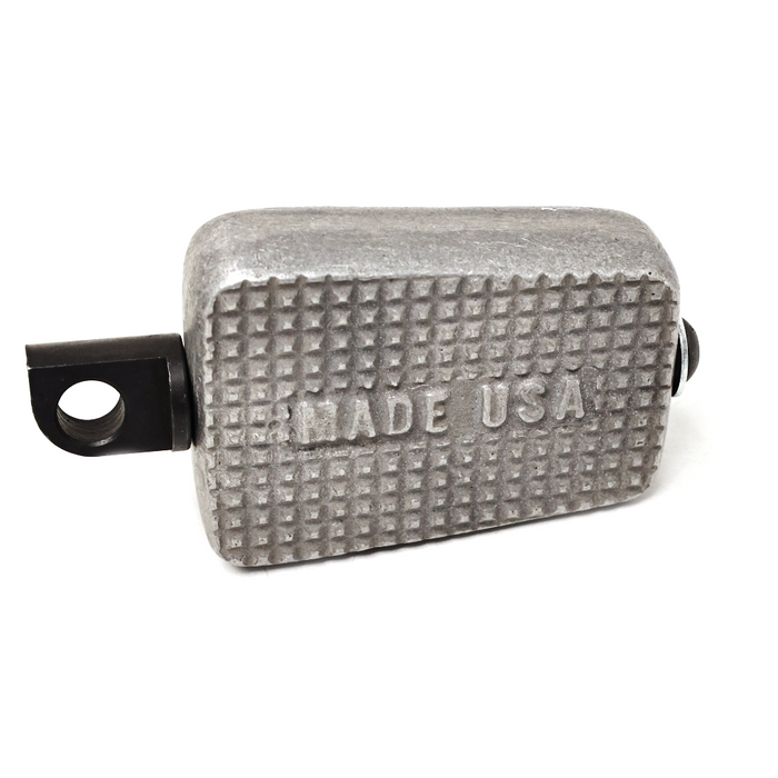 Sturdy heavy-duty construction. Hand-made part with cast-in logos. It uses a modified standard Harley kicker shaft for serviceability.&nbsp;

Cast aluminum construction

Bolt, shim, and spacer are included
Made in the U.S.A.