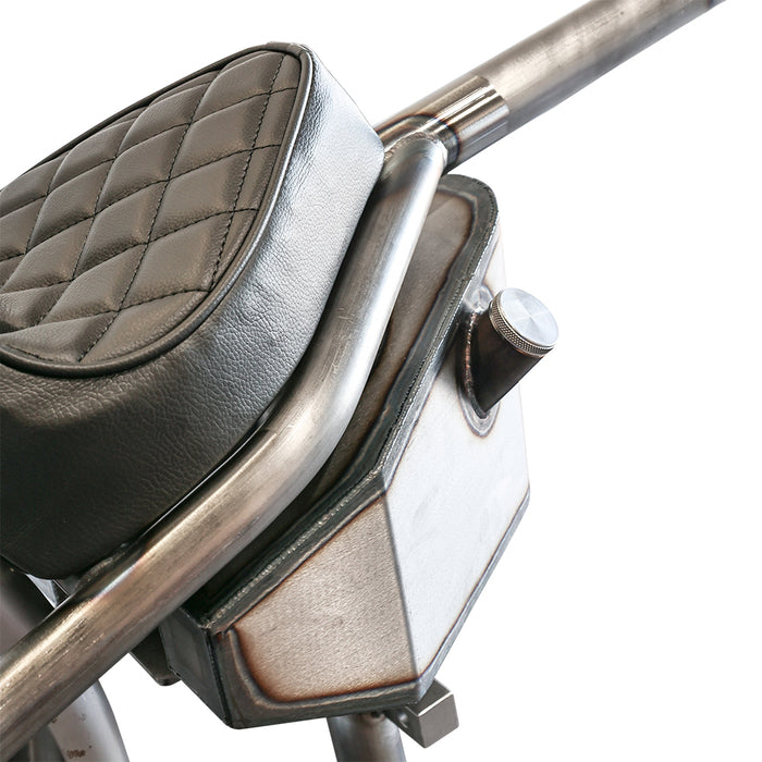 close up of sportster hardtail oil tank