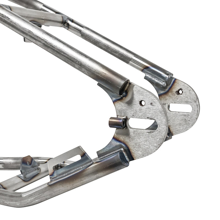 close up of axle plates on a sportster hardtail