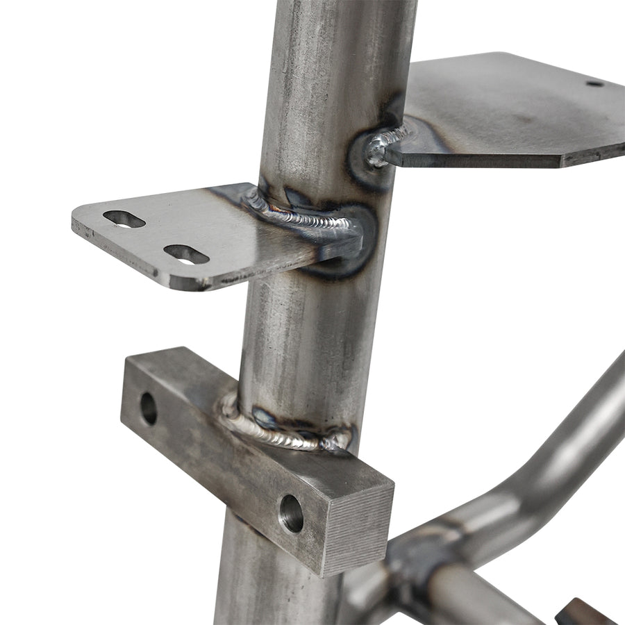 close up of brackets on a sportster hardtail