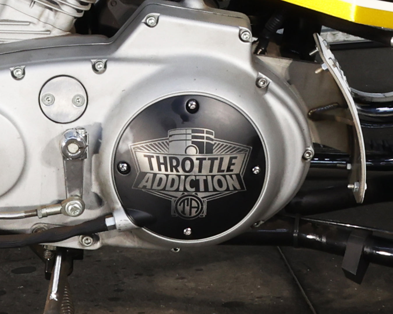 Close up photo of Derby Cover on Sportster Motorcycle