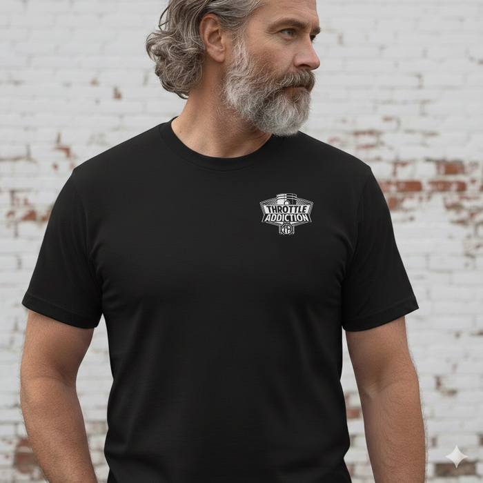 Throttle Addiction Shovelhead Flag T shirt

Printed in the U.S.A.

100% Cotton