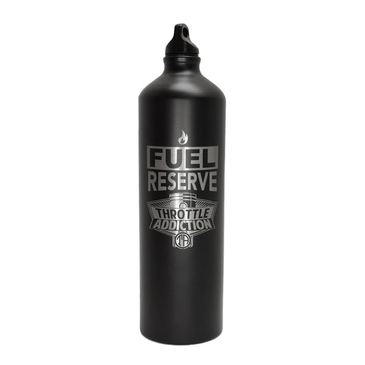 Fuel reserve bottle with Throttle Addiction logo