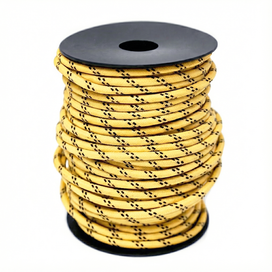 12 AWG Vintage Cloth Covered Automotive Electrical Wire - Yellow with 2 Black Tracers - 10 FT