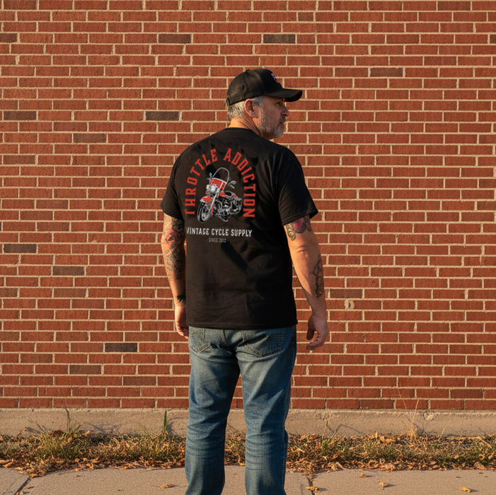 TA12 Giveaway Shirt - Throttle Addiction Vintage Cycle Supply - Black
