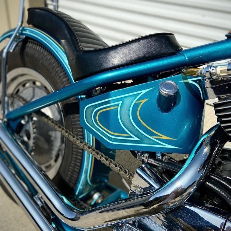 throttle addiction weld on sportster hardtail kit with oil tank installed