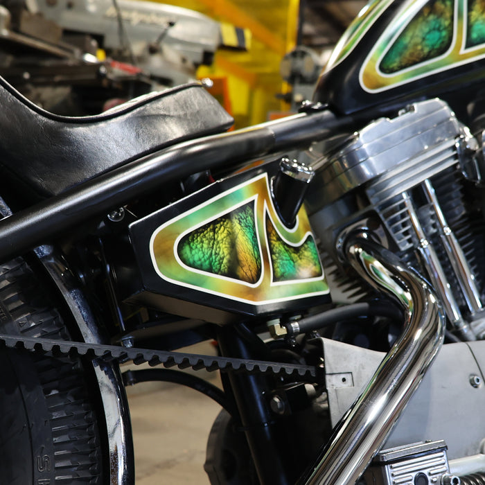 sportster hardtail oil tank painted green