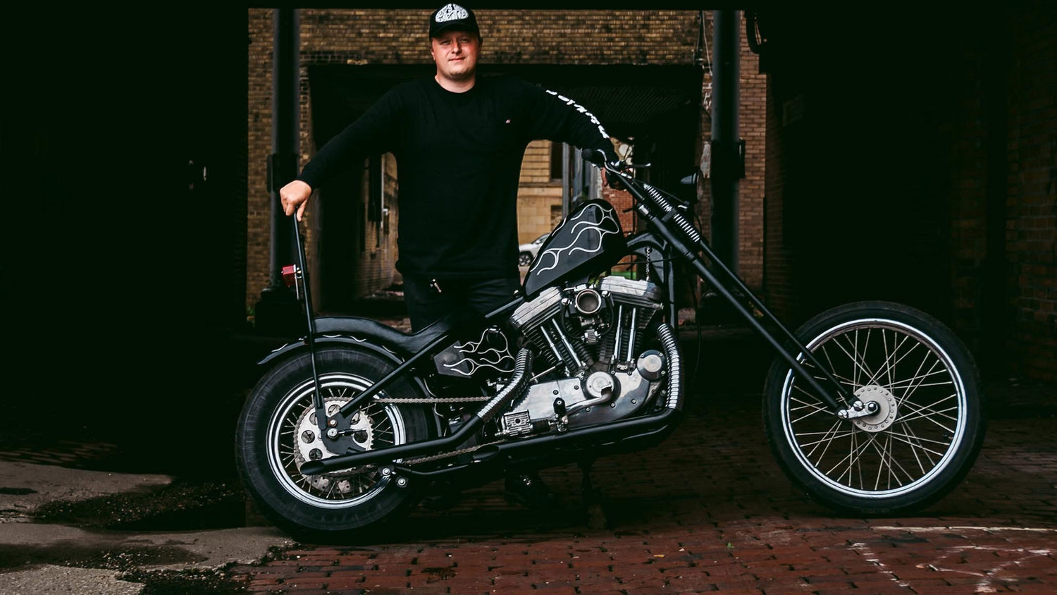 Cody wilson's black Sportster hardtail chopper