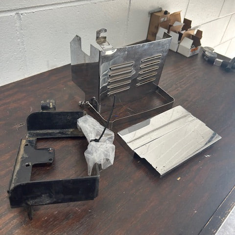 USED - Harley FL Shovelhead Battery Box With Chrome Covers & Strap