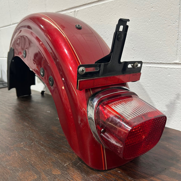 USED - 94-98 Harley Sportster Rear Fender With Tail Light - Red