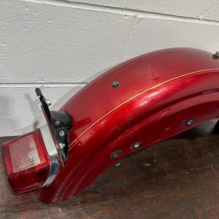 USED - 94-98 Harley Sportster Rear Fender With Tail Light - Red
