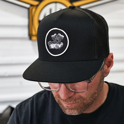 Ironhead Sportster Woven Patch Hat- Black

This hat features the Ironhead Sportster motor on a Black YP Classics 5 panel trucker cap.

Structured 5-Panel
Flat bill, high-profile
Sewn in Eau Claire, WI USA