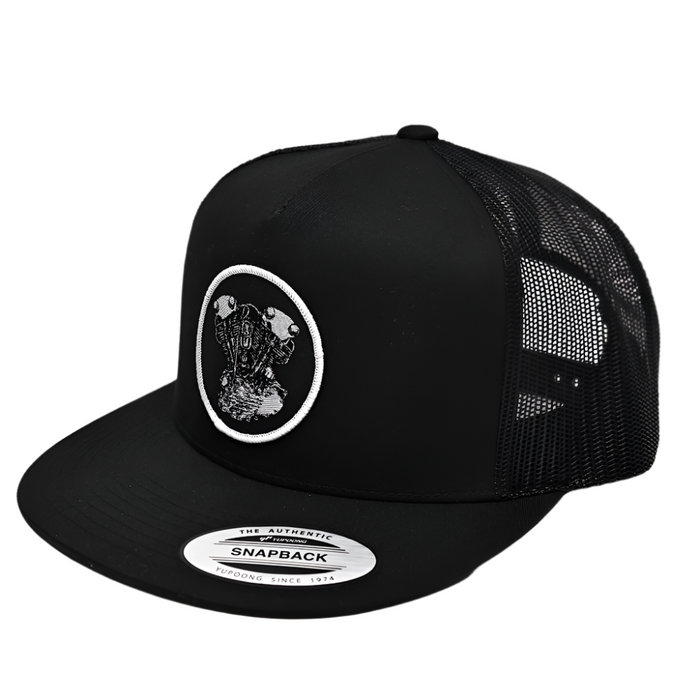 Knucklehead Woven Patch Hat- Black

This hat features the Knucklehead motor on a Black YP Classics 5 panel trucker cap.

Structured 5-Panel
Flat bill, high-profile
Sewn in Eau Claire, WI USA