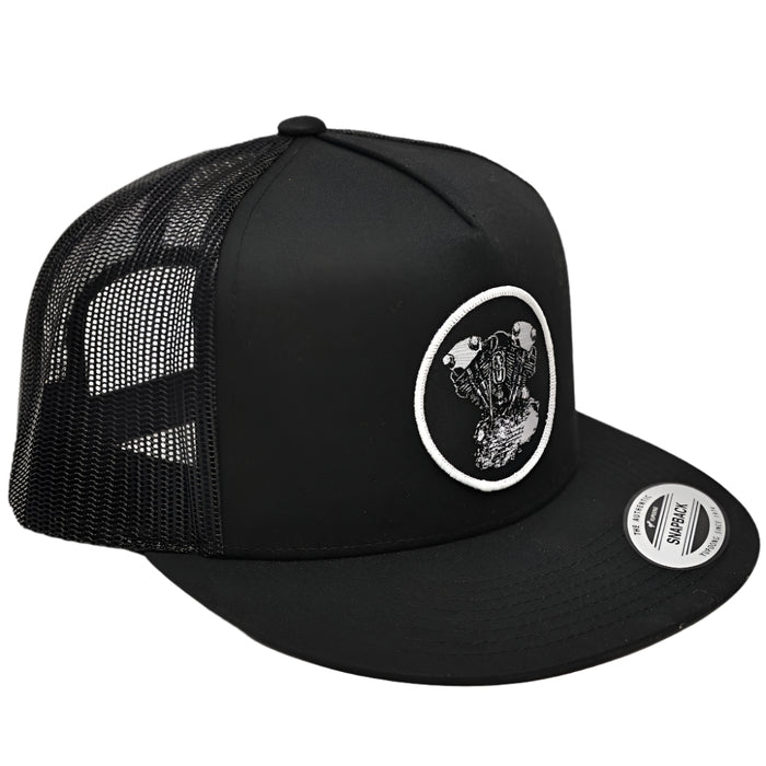 Knucklehead Woven Patch Hat- Black

This hat features the Knucklehead motor on a Black YP Classics 5 panel trucker cap.

Structured 5-Panel
Flat bill, high-profile
Sewn in Eau Claire, WI USA