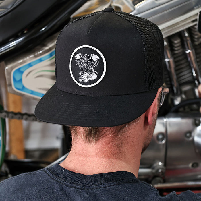Knucklehead Woven Patch Hat- Black

This hat features the Knucklehead motor on a Black YP Classics 5 panel trucker cap.

Structured 5-Panel
Flat bill, high-profile
Sewn in Eau Claire, WI USA