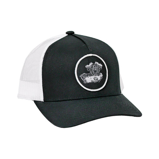 Ironhead Sportster Woven Patch Hat - Black/white

This hat features the Ironhead Sportster motor on a Black/white YP Classics 5 panel retro trucker cap.

Structured 5-Panel
Permacurv Visor, Mid-profile
Sewn in Eau Claire, WI USA