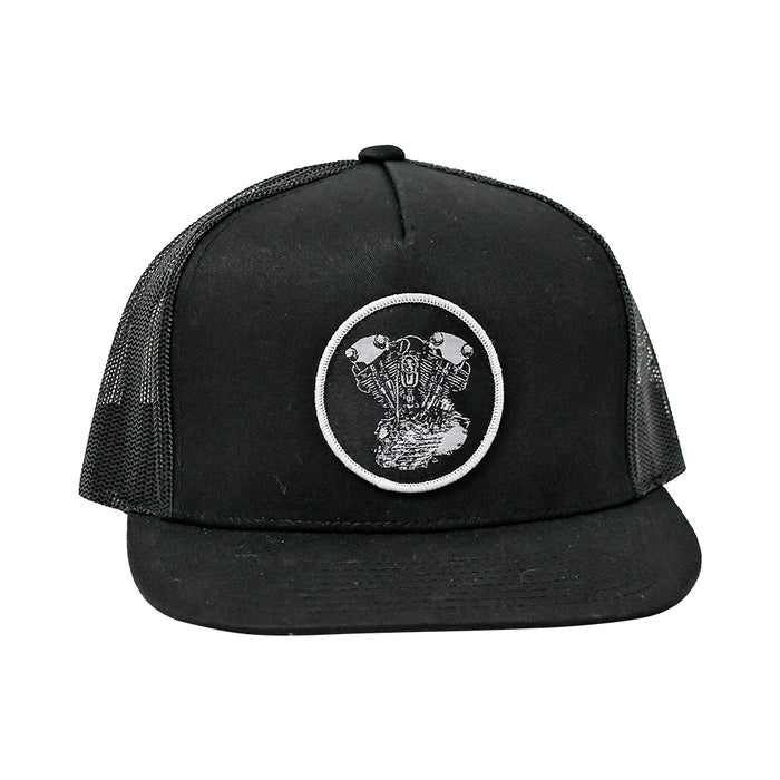 Knucklehead Woven Patch Hat- Black

This hat features the Knucklehead motor on a Black YP Classics 5 panel trucker cap.

Structured 5-Panel
Flat bill, high-profile
Sewn in Eau Claire, WI USA