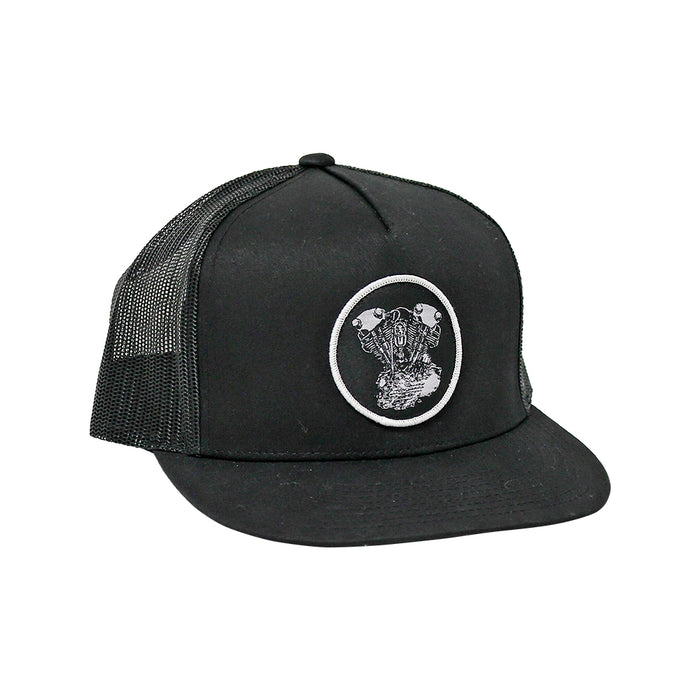 Knucklehead Woven Patch Hat- Black

This hat features the Knucklehead motor on a Black YP Classics 5 panel trucker cap.

Structured 5-Panel
Flat bill, high-profile
Sewn in Eau Claire, WI USA