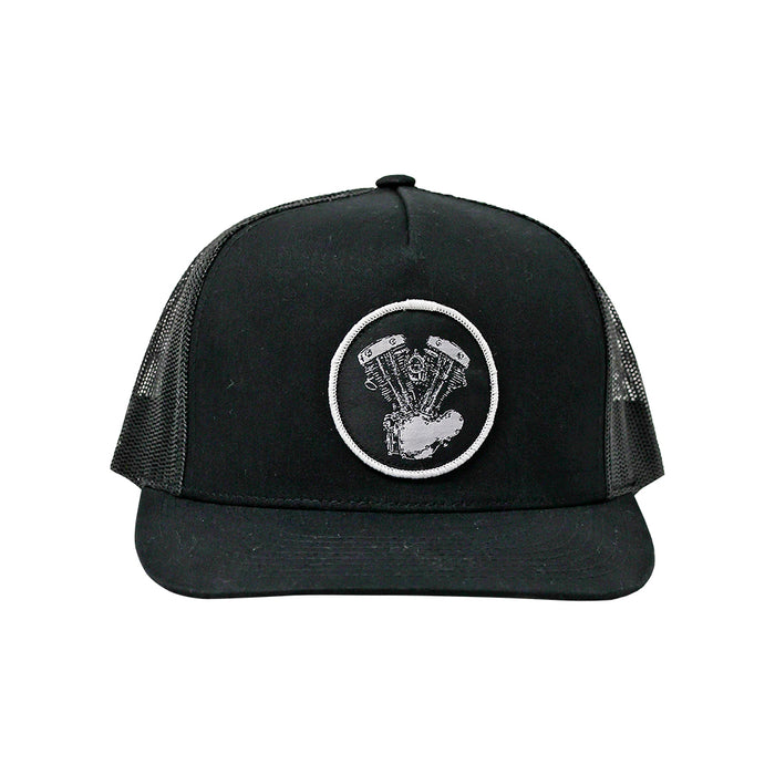 Shovelhead Woven Patch Hat- Black

This hat features the Shovelhead motor on a Black YP Classics 5 panel trucker cap.

Structured 5-Panel
Flat bill, high-profile
Sewn in Eau Claire, WI USA