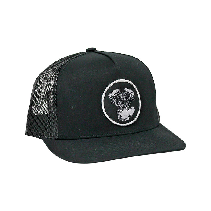 Shovelhead Woven Patch Hat- Black

This hat features the Shovelhead motor on a Black YP Classics 5 panel trucker cap.

Structured 5-Panel
Flat bill, high-profile
Sewn in Eau Claire, WI USA