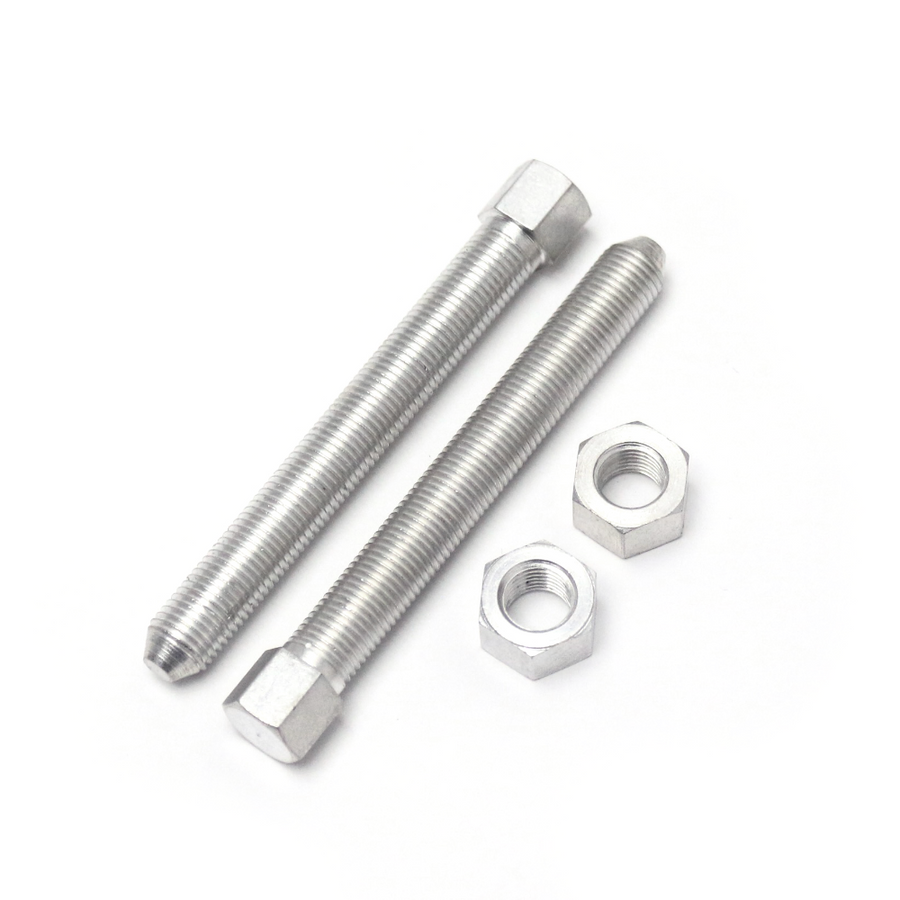 Rear Axle Adjuster Bolts 3/8-24 TPI - Cadmium

Cadmium plated
Sold in Pairs
3/8" X 24TPI X 3" long
Fits 48-72 Harley Big Twin and custom applications, OEM# 41576-36
Fits our Sportster and Shovelhead hardtail kits.


*THESE ADJUSTERS ARE PLATED, CHASE THREADS PRIOR TO INSTALLATION TO REMOVE ANY BUILD UP. THIS WILL ENSURE PROPER FUNCTION.&nbsp;