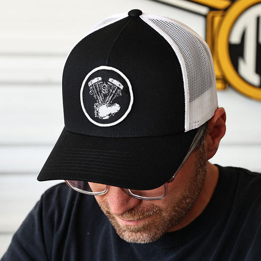 Shovelhead (Genny) Woven Patch Hat - Black/White

This hat features the Generator Shovelhead motor on a Black/White YP Classics 5 panel retro trucker cap.

Structured 5-Panel
Permacurv Visor, Mid-profile
Sewn in Eau Claire, WI USA