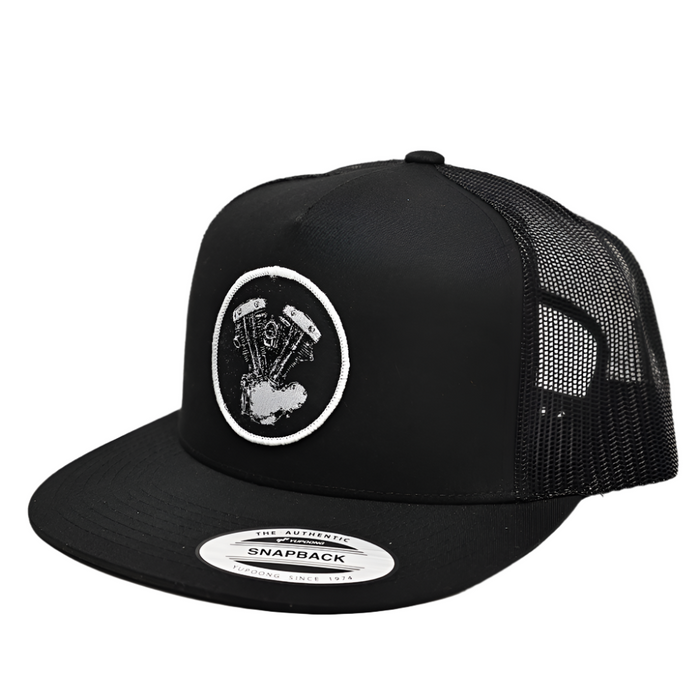 Shovelhead Woven Patch Hat- Black

This hat features the Shovelhead motor on a Black YP Classics 5 panel trucker cap.

Structured 5-Panel
Flat bill, high-profile
Sewn in Eau Claire, WI USA