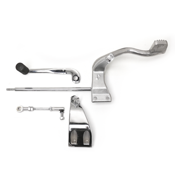 Stock style mid control kit fits Harley Davidson Dyna FXD from 1991-2017.