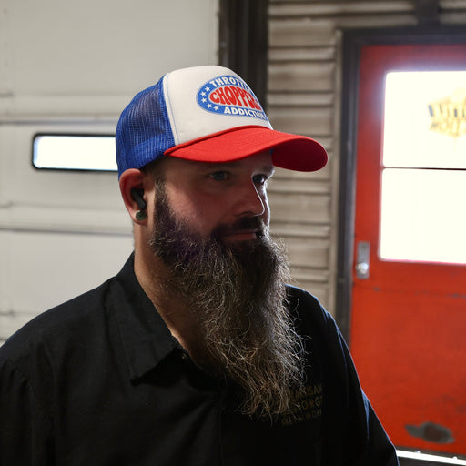 Keep your head styling with this snap-back cap from Throttle Addiction. Classic Foam Trucker Hat.

Plastic snap closure
55% Foam / 45% Mesh
Two-Tone Color Scheme
Curved Bill