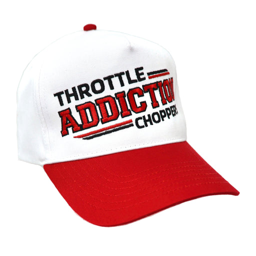 Keep your head styling with this snap-back cap from Throttle Addiction. Classic Trucker Hat.

65/35 polyester/cotton twill
Structured,&nbsp;five-panel, mid-profile
Pre-curved visor
Sewn eyelets
Snapback closure