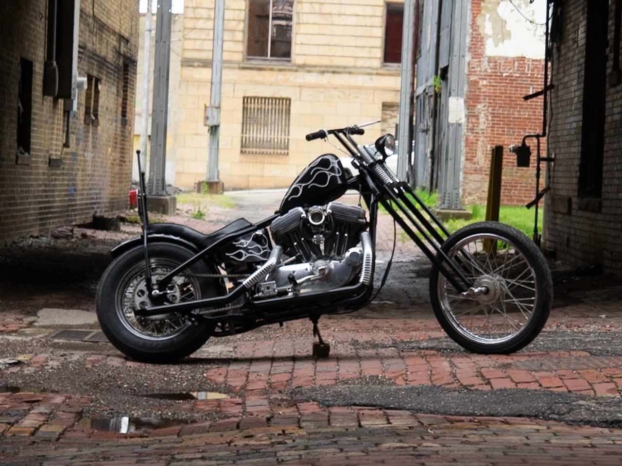 Cody wilson's black Sportster weld-on hardtail chopper