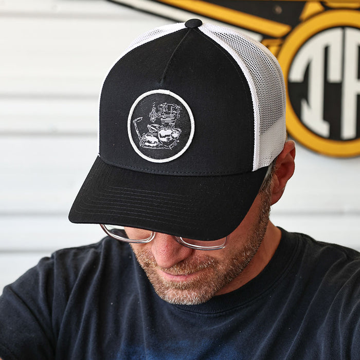 Unit Triumph Woven Patch Hat - Black/White

This hat features the Unit Triumph motor on a Black/White YP Classics 5 panel retro trucker cap.

Structured 5-Panel
Permacurv Visor, Mid-profile
Sewn in Eau Claire, WI USA