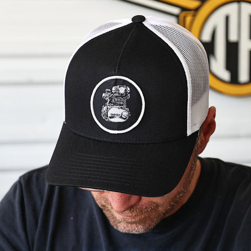 XS650 Woven Patch Hat- Black/White

This hat features the XS650 motor on a Black/White YP Classics 5 panel retro trucker cap.

Structured 5-Panel
Permacurv Visor, Mid-profile
Sewn in Eau Claire, WI USA
