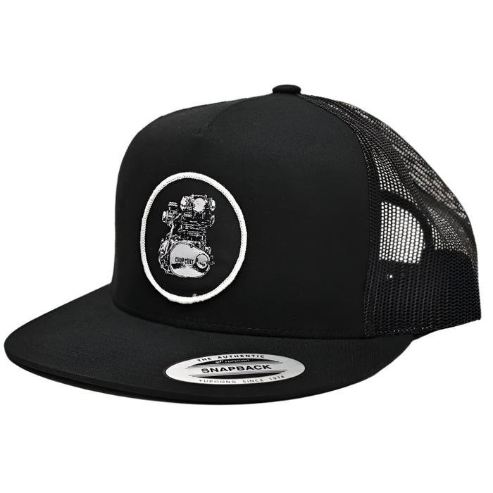 XS650 Woven Patch Hat- Black

This hat features the XS650 motor on a Black YP Classics 5 panel trucker cap.

Structured 5-Panel
Flat bill, high-profile
Sewn in Eau Claire, WI USA