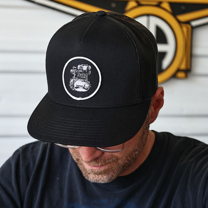 XS650 Woven Patch Hat- Black

This hat features the XS650 motor on a Black YP Classics 5 panel trucker cap.
